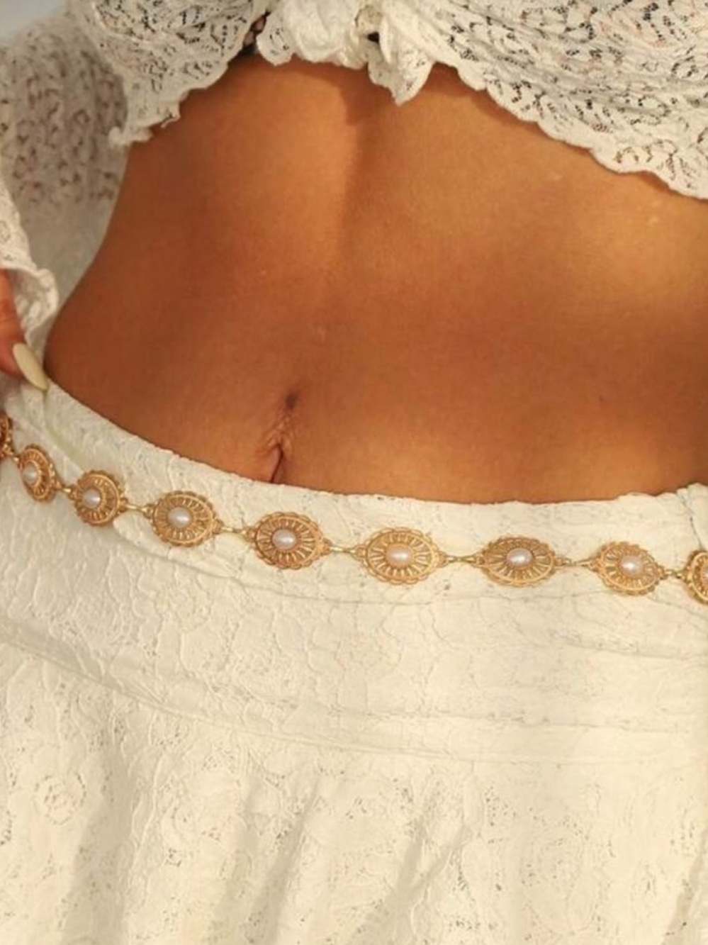 Vintage Style Layered Gold Chain Belt Dress Sweater Belt Womens Accessories